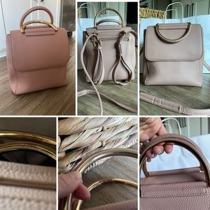 Mauve/Faux leather convertible bag